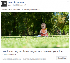 Sample ad for the Lawn Assurance MVP