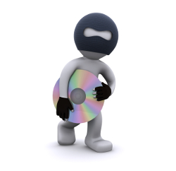 masked person walking with a CD under their arm